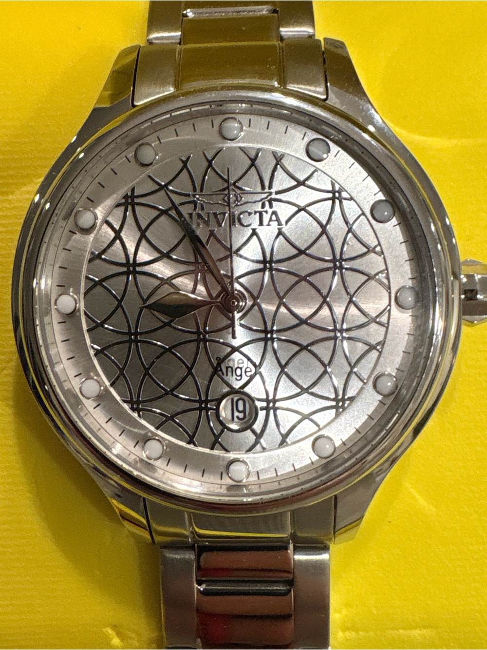 Invicta Silver Geometric Dial Stainless Steel Watch